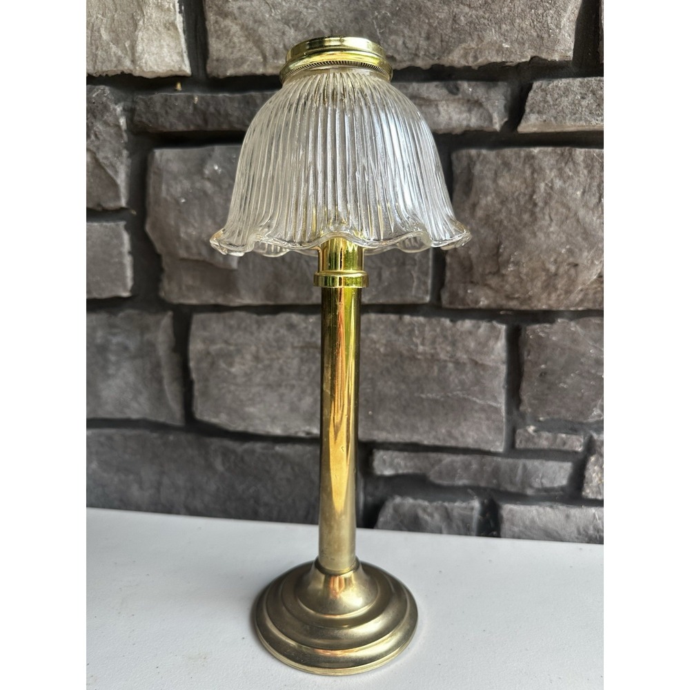 Vintage PartyLite Gold Library Lamp Brass Utility Candle Holder 14.5"